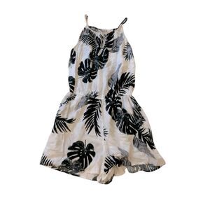 Old Navy Black And White Jungle Leaf Print Romper